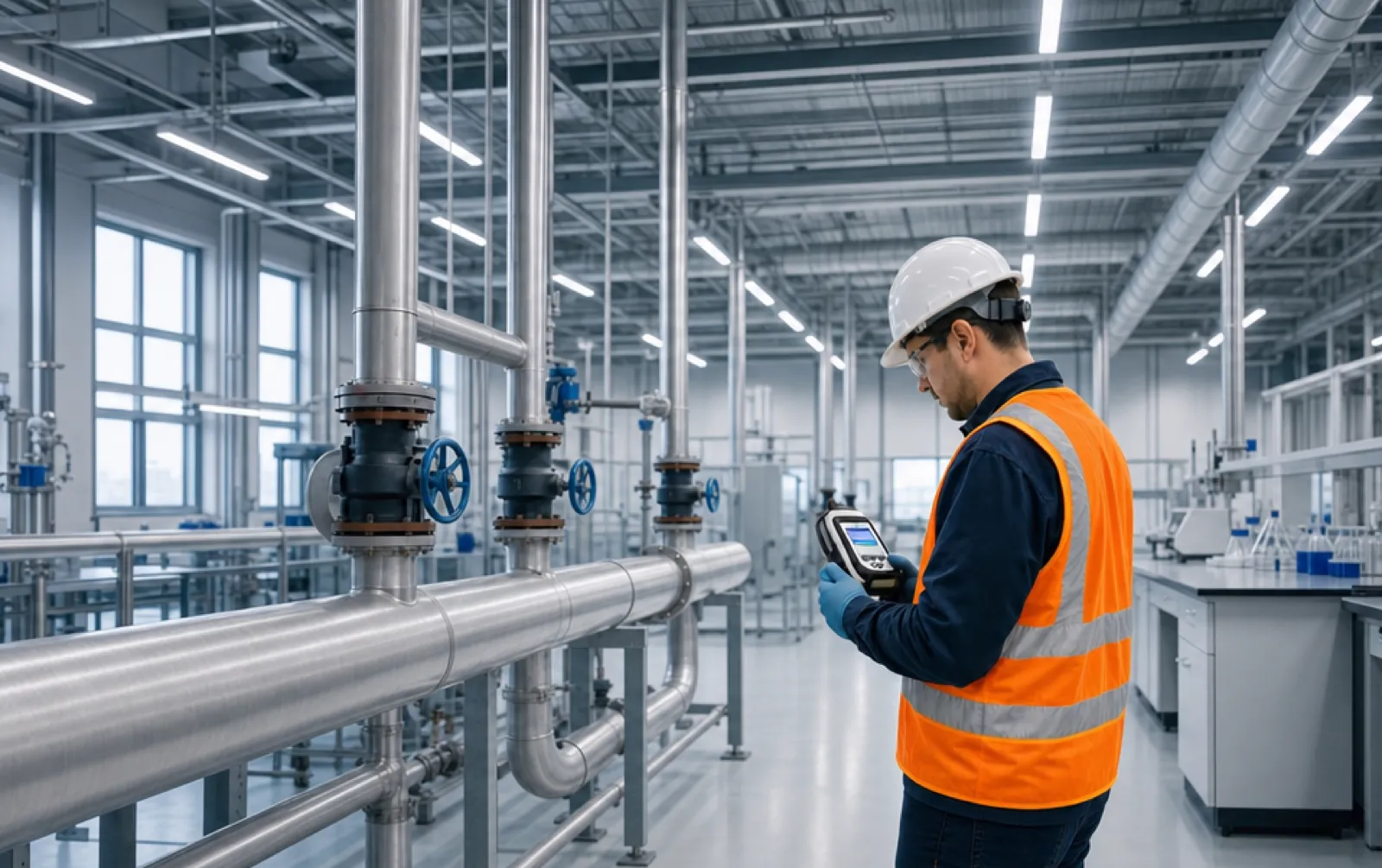 Asbestos Watch technician screening materials on-site with a handheld analyser